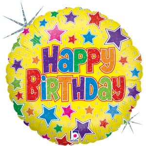 Bold Stars Birthday Holographic - 18"