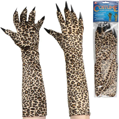 Cheetah Gloves With Nails