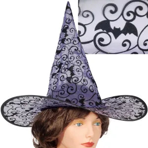 Purple Bat 7 Swirls Witch Hat