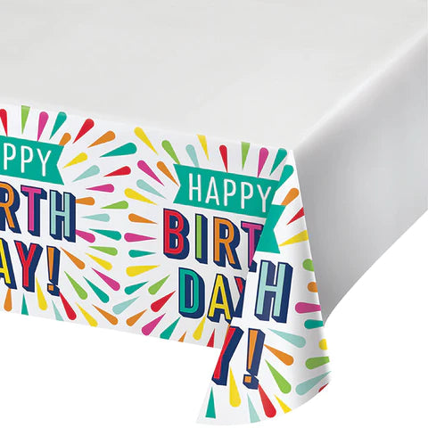 Plastic Table Cover - Birthday Burst