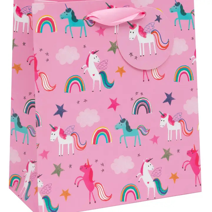 Medium Gift Bag - Unicorns Pink