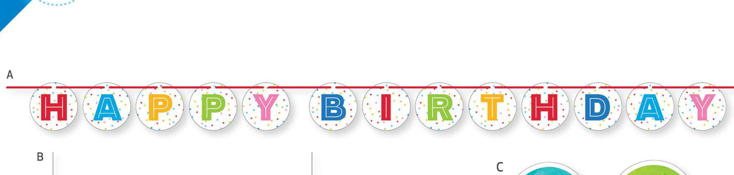 Happy Birthday Ribbon Banner - Confetti Balloons