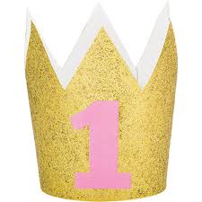 Mini 1st Birthday Glitter Crown - Pink
