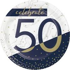Navy & Gold Milestone Dessert Plates 8ct - 50
