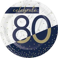 Navy & Gold Milestone Dessert Plates 8ct - 80