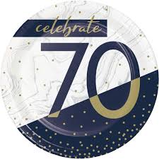 Navy & Gold Milestone Dessert Plates 8ct - 70