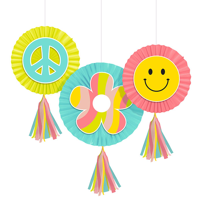 Hanging Paper Fans - Flower Power