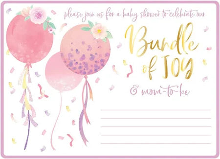 It's A Girl Jumbo Deluxe Invitations 8ct