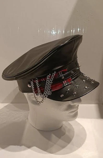 Black Leather Punk Hat