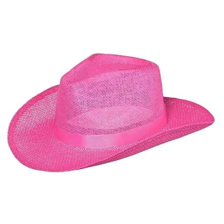 Straw Cowboy Hat - Pink