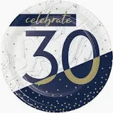 Navy & Gold Milestone Dessert Plates 8ct - 30