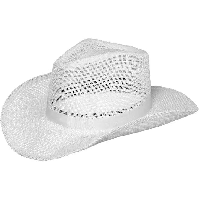 Straw Cowboy Hat - White