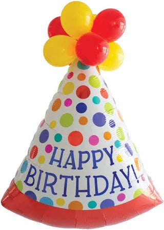 37" Supershape Mylar - Happy Birthday Party Hat