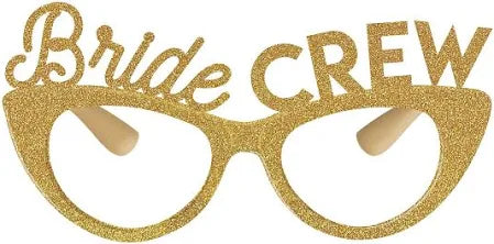 Wedding Glasses 6ct - Gold Glitter Bride Crew