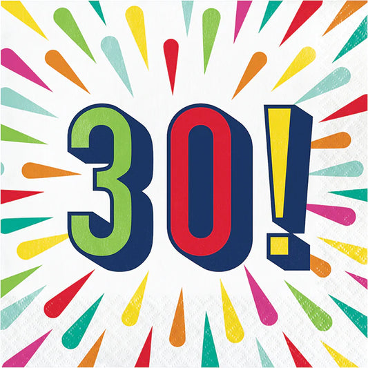 "30" Lunch Napkins 16ct - Birthday Burst