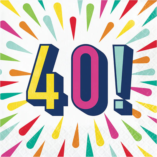"40" Lunch Napkins 16ct - Birthday Burst