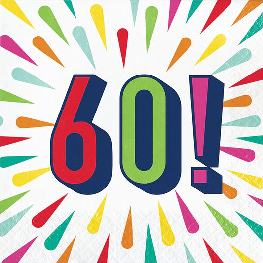 "60" Lunch Napkins 16ct - Birthday Burst