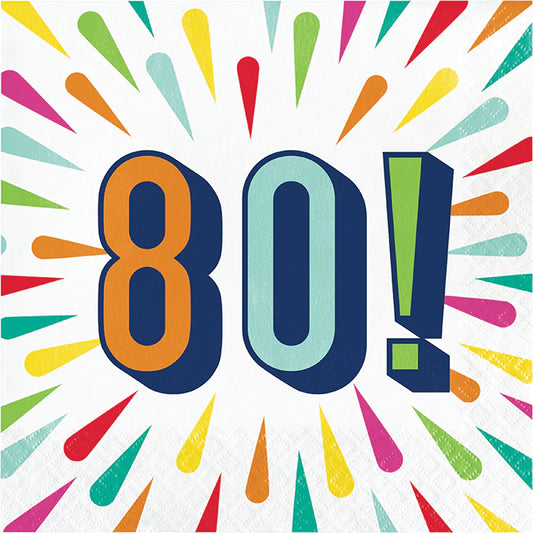 "80" Lunch Napkins 16ct - Birthday Burst