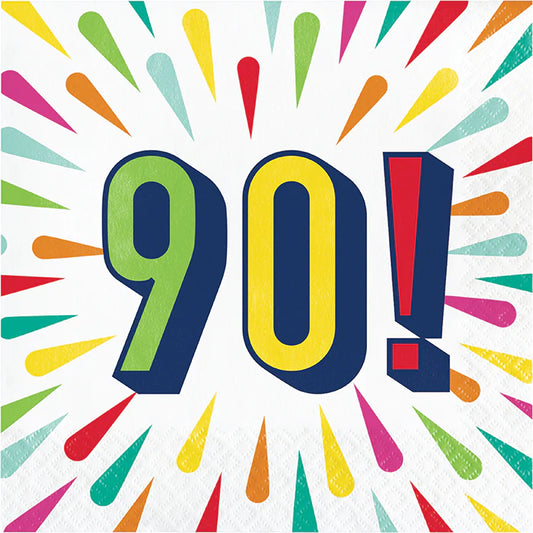 "90" Lunch Napkins 16ct - Birthday Burst