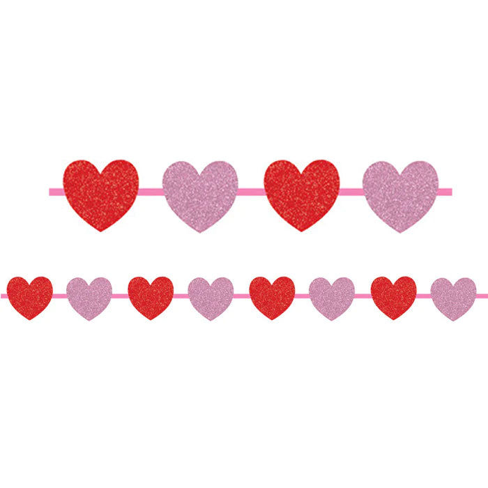 Ribbon Garland - Glitter Hearts