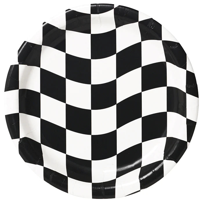Lunch Plates - Black and White Check 8ct.