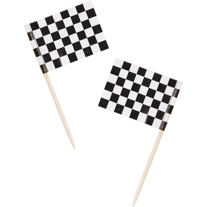 Flag Picks - Black and White Check 50ct.