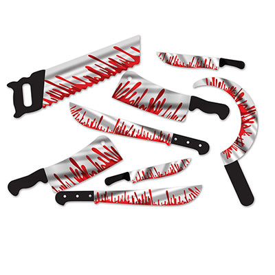 Printed Foil Bloody Weapon Cutouts 8ct