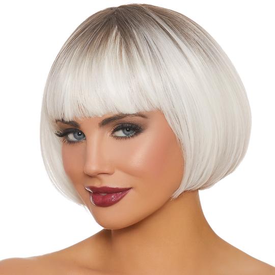 White/Gray Dip Dye Short Bob Wig