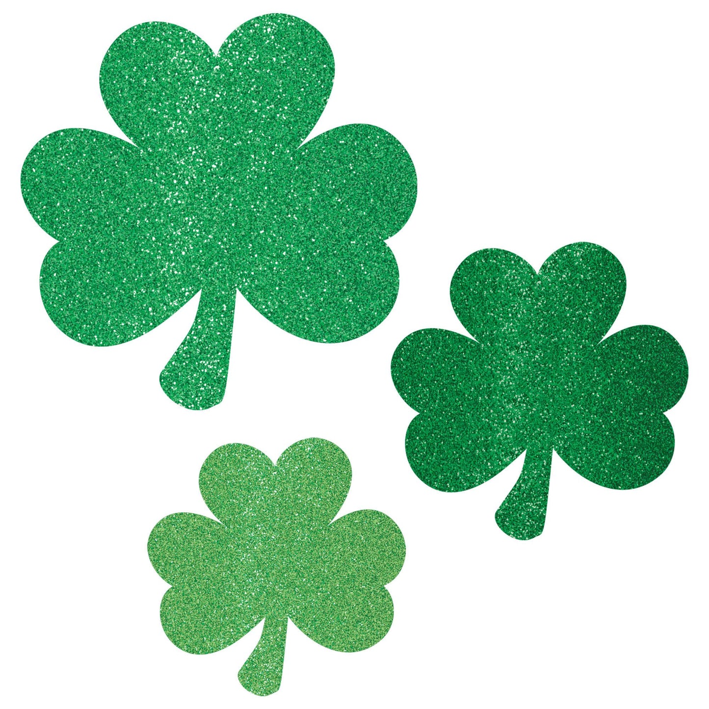 Mini Glitter Paper Shamrock Assorted Cutouts 10ct