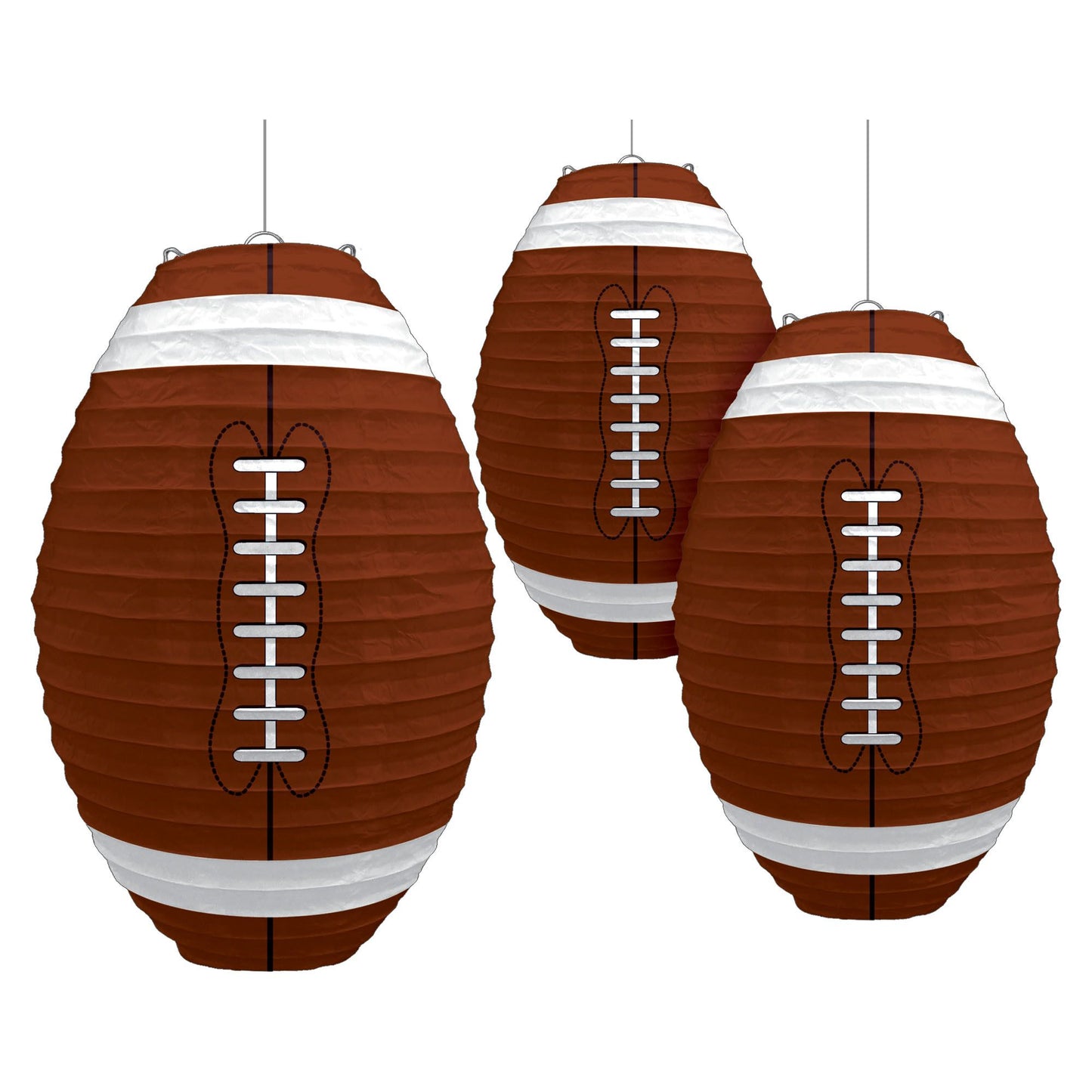 Football-Shaped Paper Lanterns 3ct