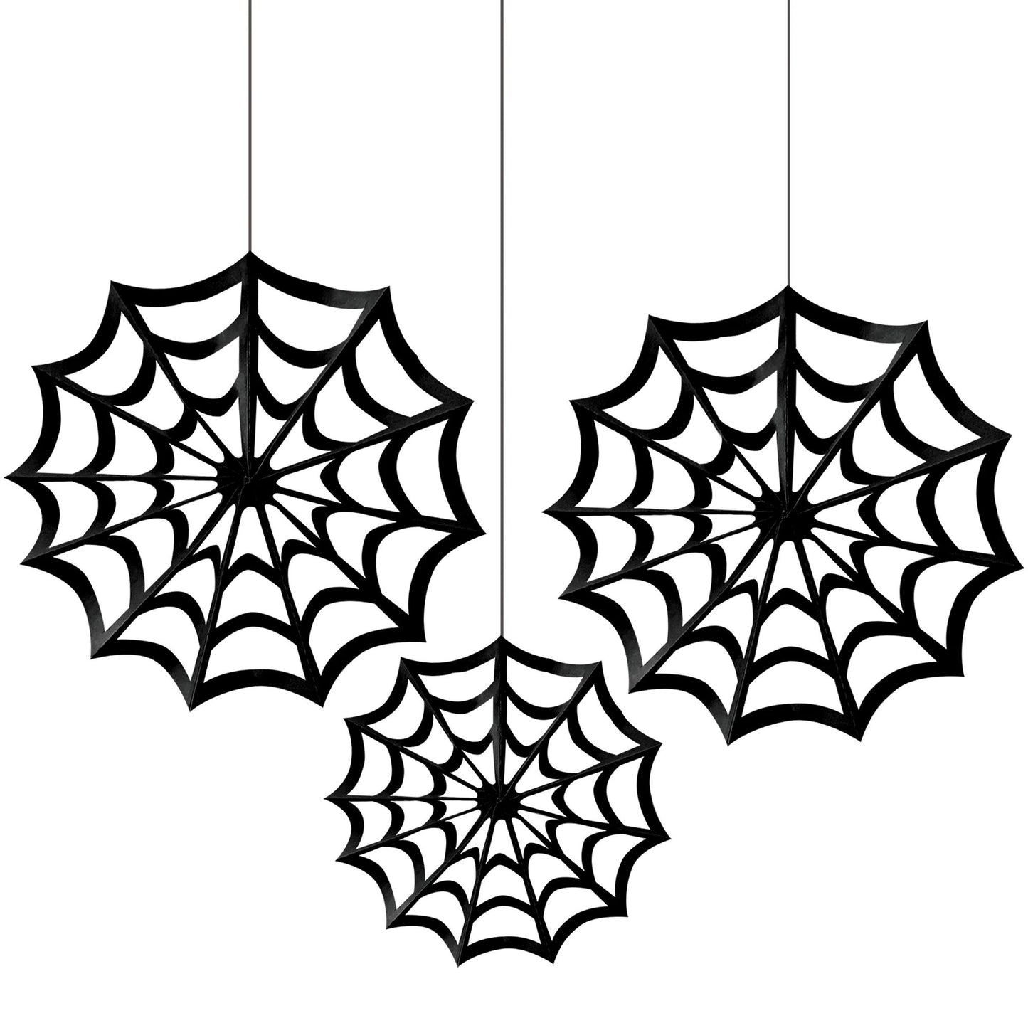 Classic Black & White Spiderweb Fan Decor 3ct
