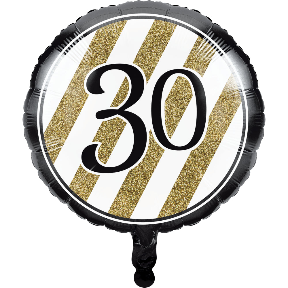 Birthday - 30: Black and Gold - 18"