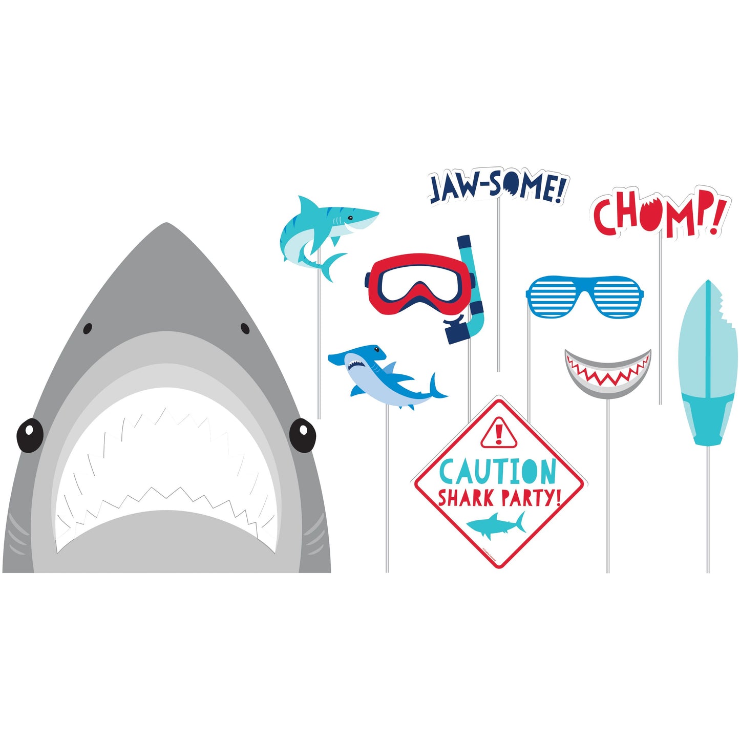 Photo Booth Props - Shark Party 10ct