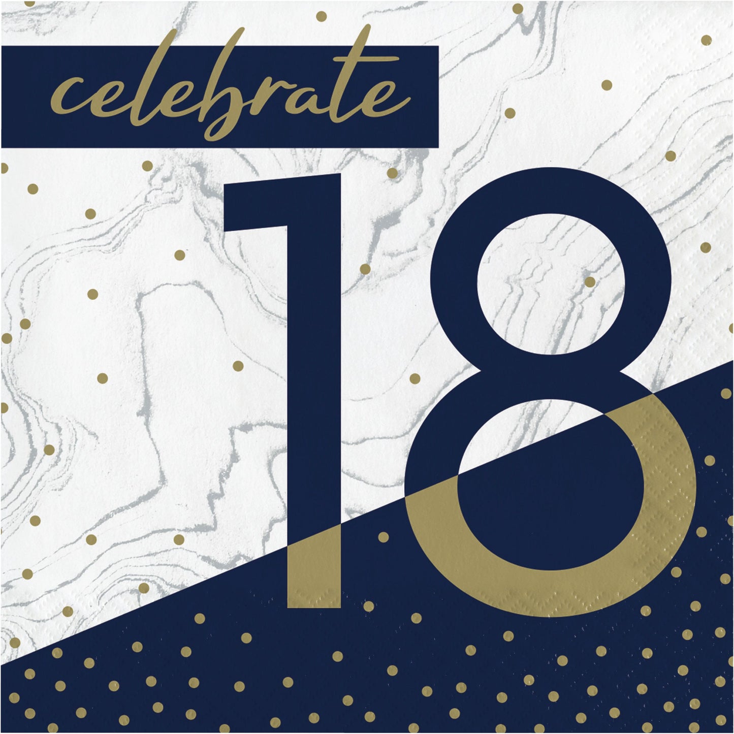 Lunch Napkins - Navy & Gold "18" 16ct