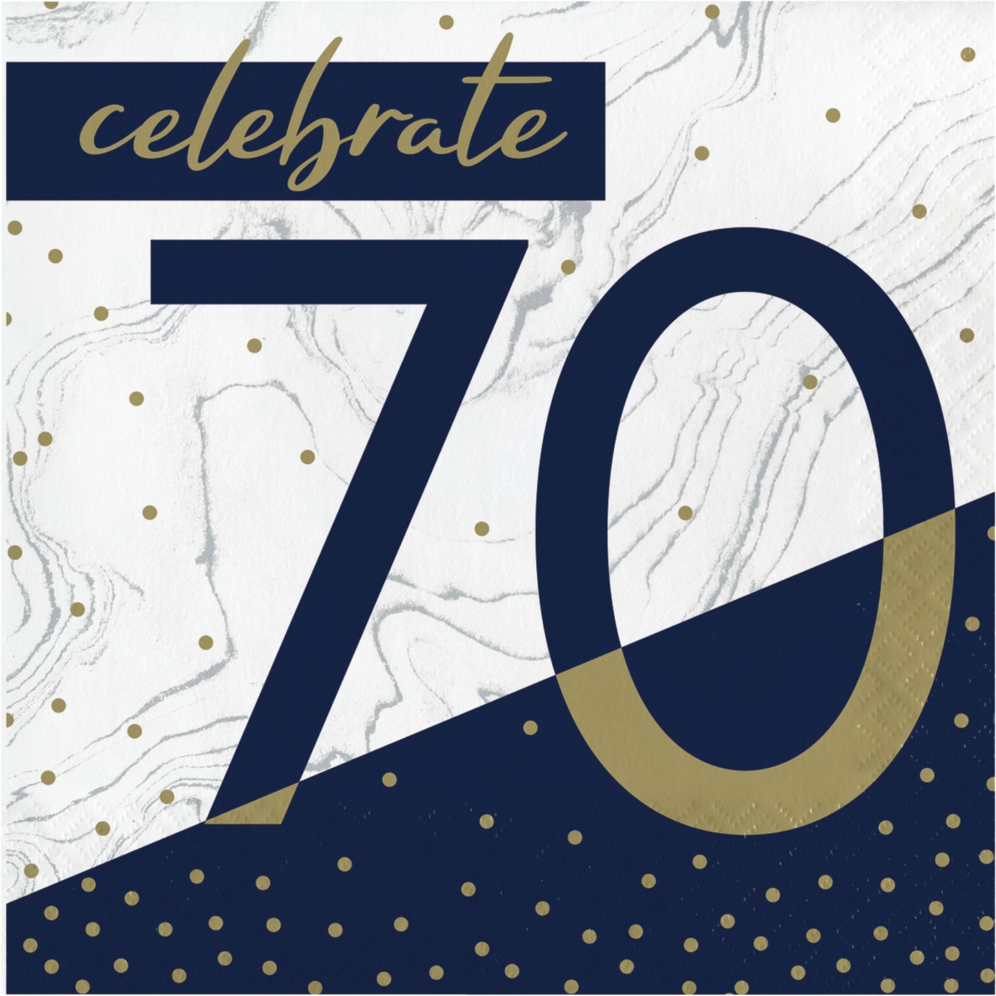 Lunch Napkins - Navy & Gold "70" 16ct
