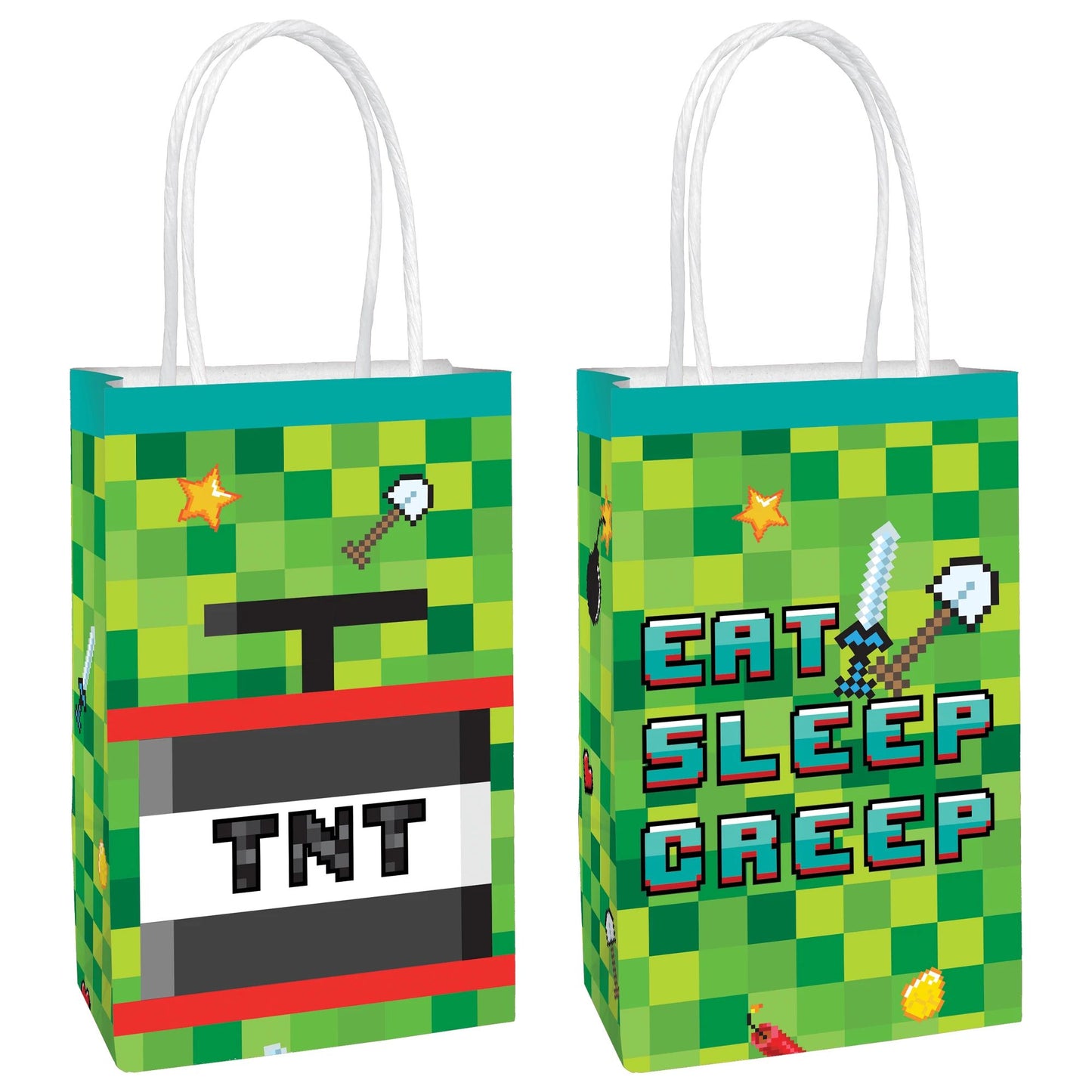 Kraft Bags - Pixel Party 8ct
