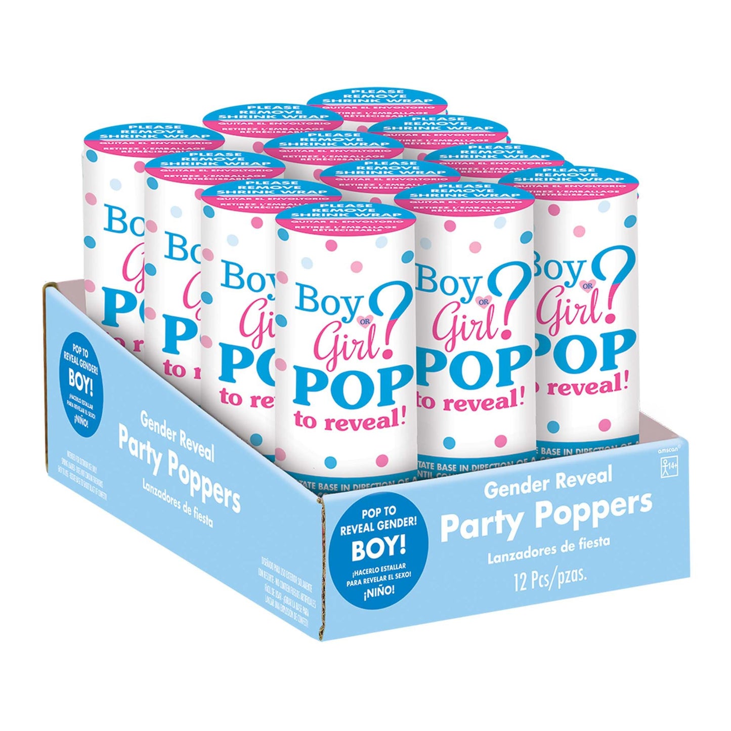 Confetti Poppers - Blue 12ct