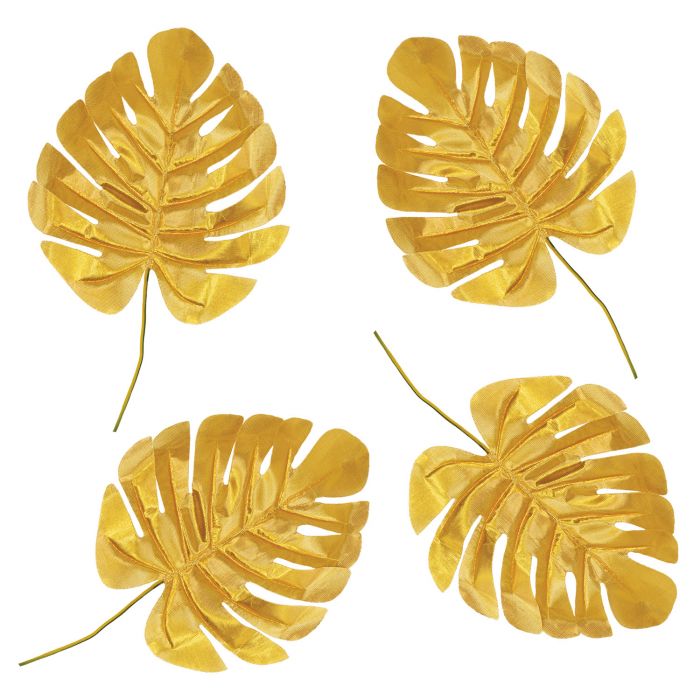 Fabric Gold Palm Leaves 4ct