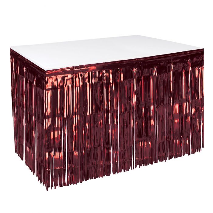 Metallic Table Skirting - Burgundy