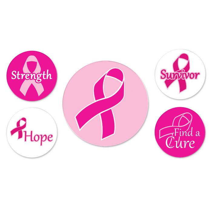 Buttons - Pink Ribbon 5ct