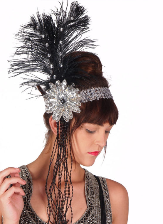 Sequin Flapper Headband - Silver
