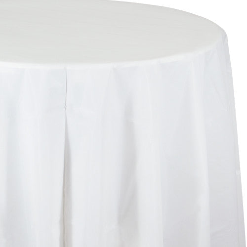 Round Plastic Table Cover - White
