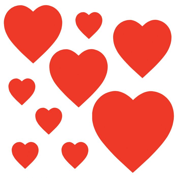 Packaged Printed Heart Cutouts 9ct