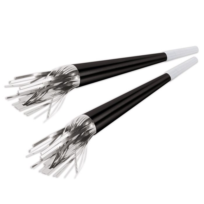 Black Foil Horns with Silver Tassel
