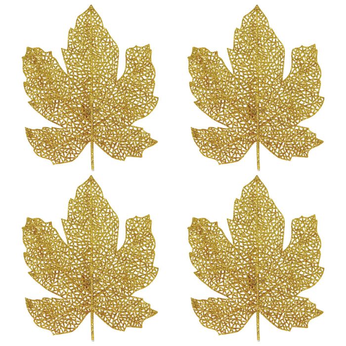 Glittered Fall Leaves 4ct