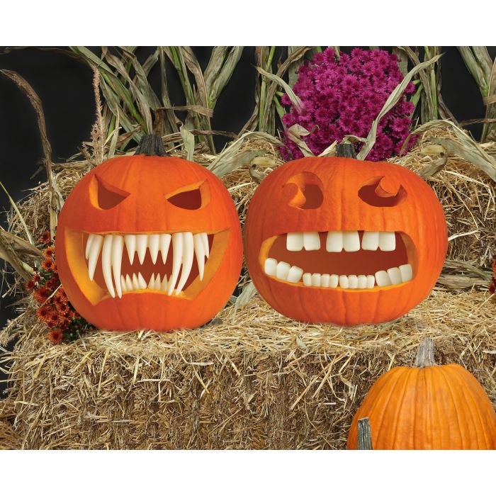 Glow In The Dark Pumpkin Fangs - Buck Teeth