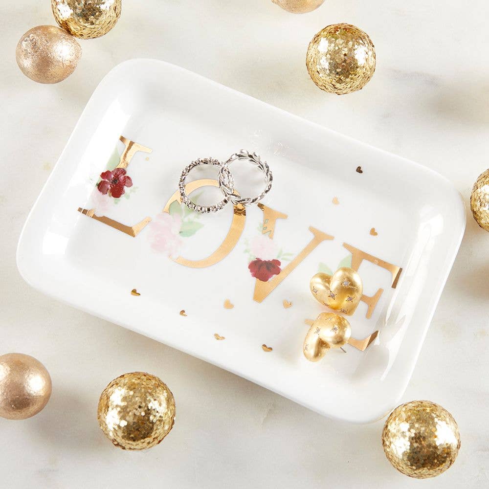 Burgundy Blush Floral Love Trinket Dish