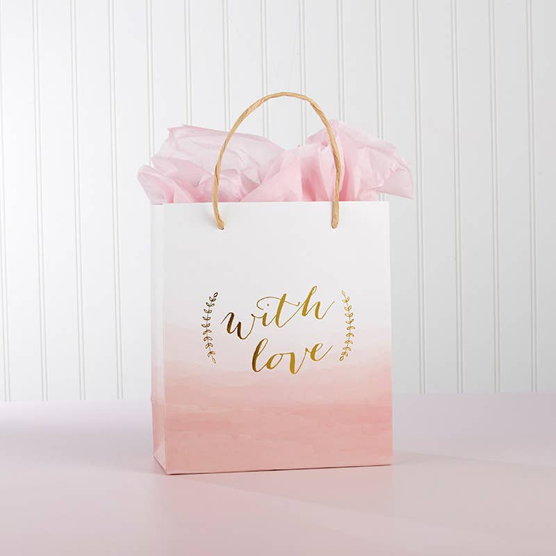 Gift Bag - With Love Pink Watercolor