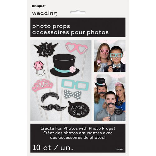 Photo Booth Props - Wedding 10ct