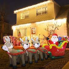 9.5' Inflatable Santa & Reindeer